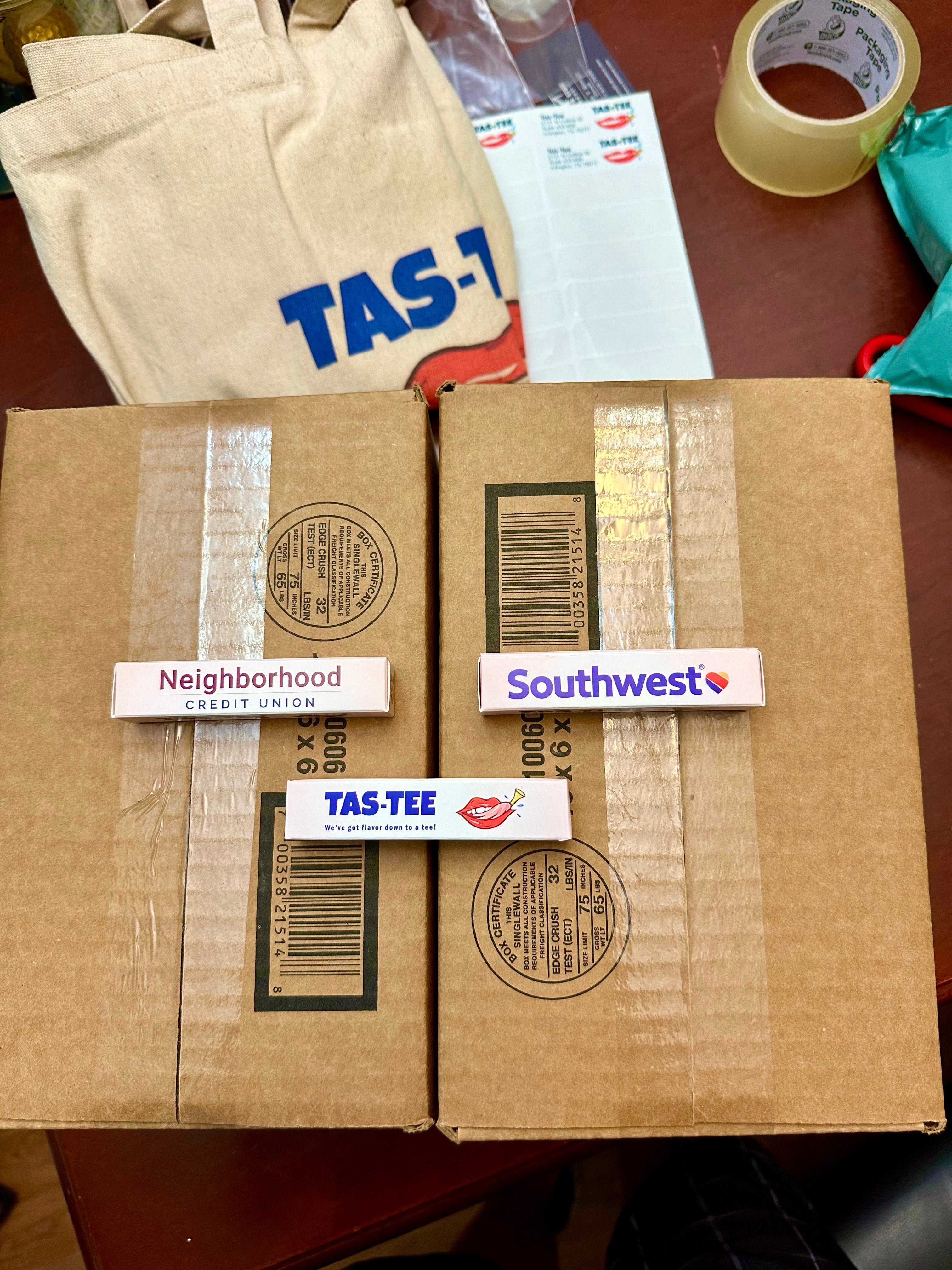 Custom Printed Tas-Tee 2 packs - 2 PANELS (must order at least 200)