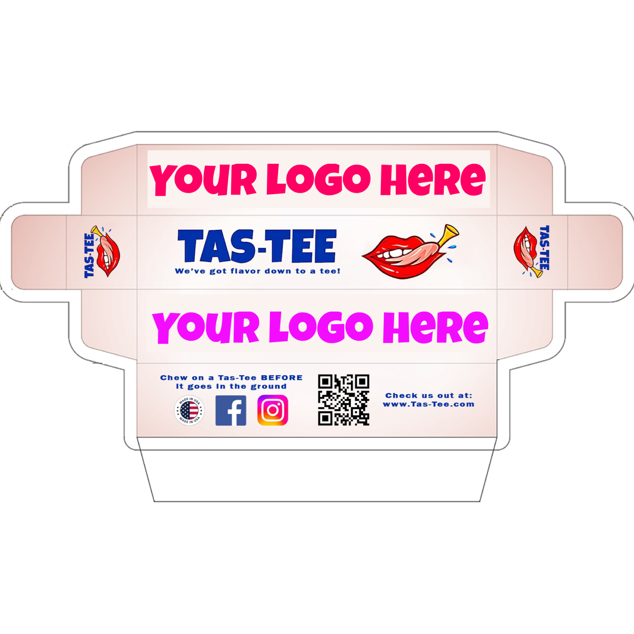 Custom Printed Tas-Tee 2 packs - 2 PANELS (must order at least 200)